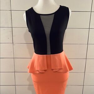 Black and Pink Peplum Dress